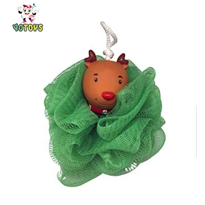 High Quality Baby Washing Mesh Bath Sponge with Santa Toy
