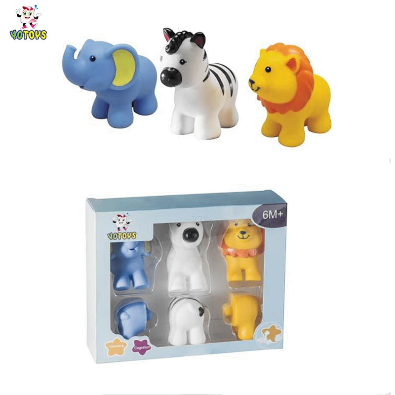 Eco-friendly Vinyl Zoo Animal Toy Set Baby Play Gift