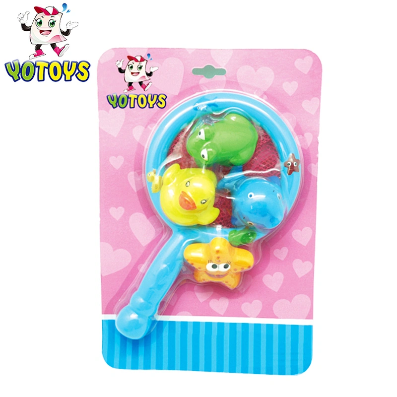 Hot sales plastic baby 4 pcs sea animals fishnet set latest toy for kids, baby bath tub toy
