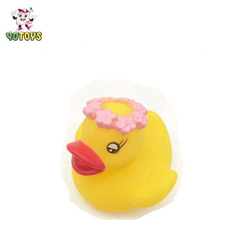 China Baby Bath Rubber Duck Wearing A Wreath Eco-friendly PVC Yellow Duck