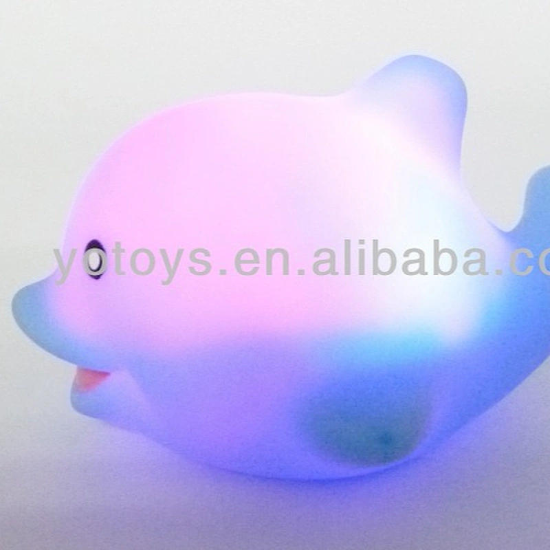 Led flashing toy glowing vinyl bath toy dolphin for baby