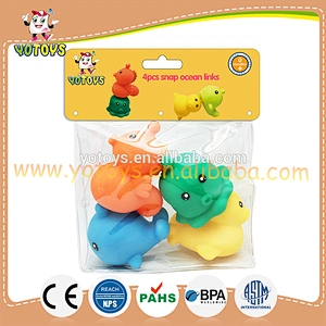 Floating rubber animal snap ocean links soft toys for kids