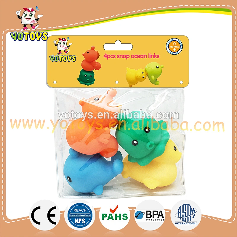 Floating rubber animal snap ocean links soft toys for kids