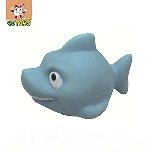 Plastic Material light blue rubber shark toy