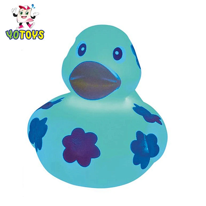 Flashing Rubber Duck with Flowers Led Light Up Baby Toys