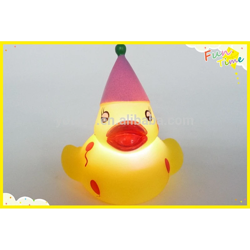 Happy Birthday LED flashing rubber duck/ Festival LED flashing duck