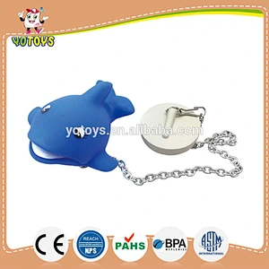 fancy bath stopper with floating dolphin, plastic bathroom toy stopper for baby, bath stopper for drains with vinyl toys