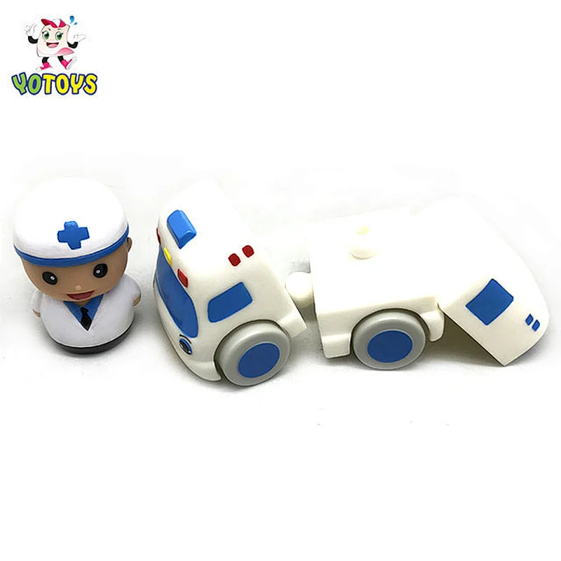 New design Ambulances and doctors plastic car toys educational connecting toys for kids and baby