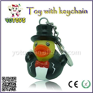 Baby bath toys ,promotion key chain plastic duck, pvc keychain toys for kids