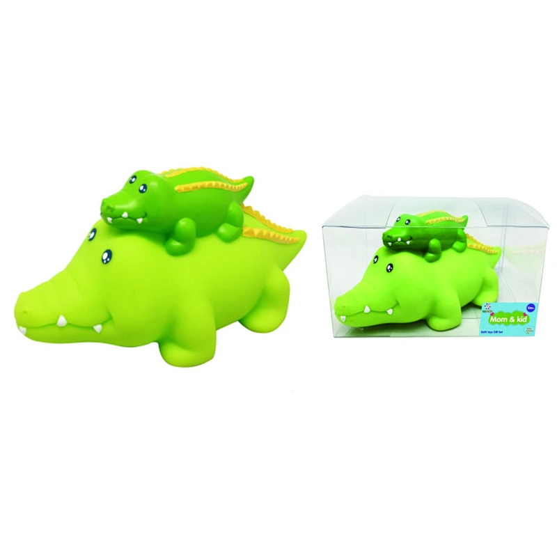 Floating Vinyl Crocodile Bath Toys Family Set with Squeaky Sound