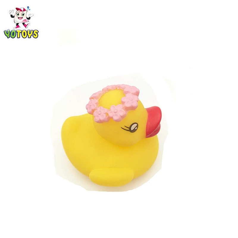 China Baby Bath Rubber Duck Wearing A Wreath Eco-friendly PVC Yellow Duck