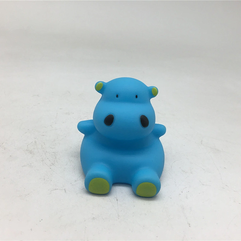 Blue Color Sitting Rubber Hippo Bath Toy