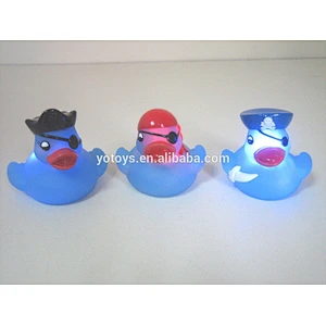 Eco-friendly PVC Pirate LED flashingrubber duck bath toy