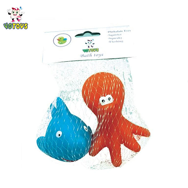 Phthalate Free Squeaky Soft Shark and Octopus Bath Toys 2pcs Pack