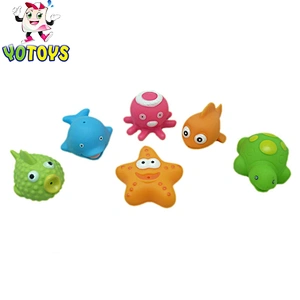 Hot sale assorted soft rubber animal baby bath toy for kids bath time