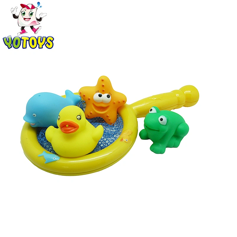 Hot sales plastic baby 4 pcs sea animals fishnet set latest toy for kids, baby bath tub toy