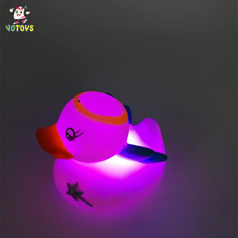 Children Loved Flashing Duck PVC Baby Bath Animal LED Rubber Duck Flashing Toy