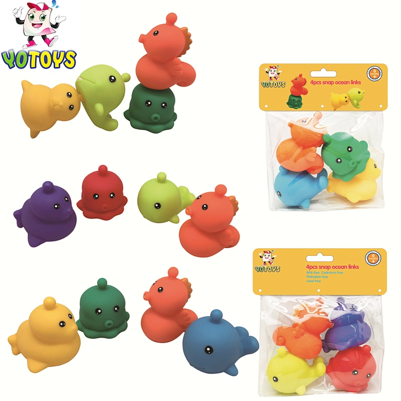 Floating rubber animal snap ocean links soft toys for kids