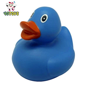 Custom rubber duck Squeaky Blue Color kids interactive toys Baby Bath Duck Toy for children