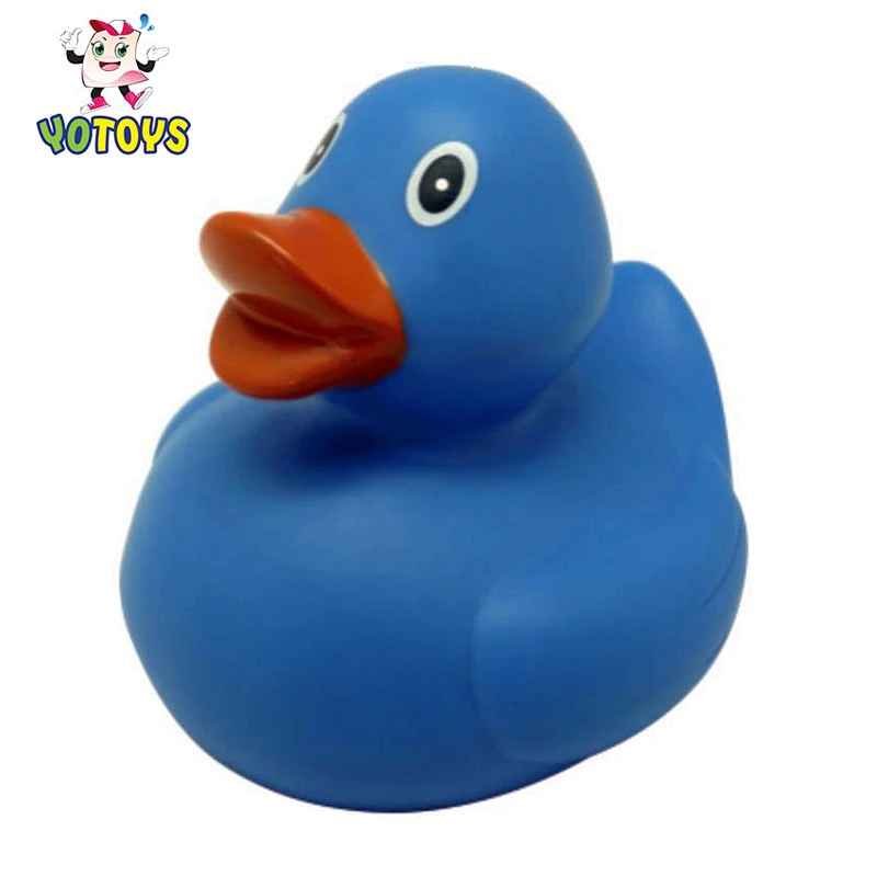Custom rubber duck Squeaky Blue Color kids interactive toys Baby Bath Duck Toy for children