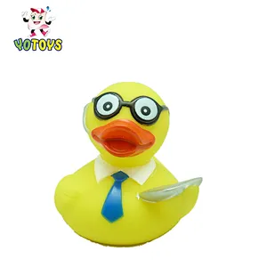 China Factory wholesale baby PVC floating soft vinyl Cute big yellow barber duck plush bath toy