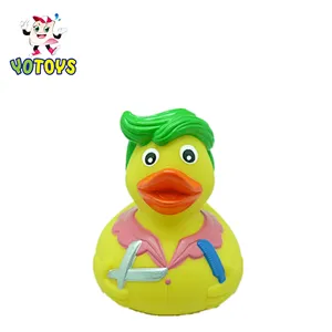 China Factory wholesale baby PVC floating soft vinyl Cute big yellow barber duck plush bath toy