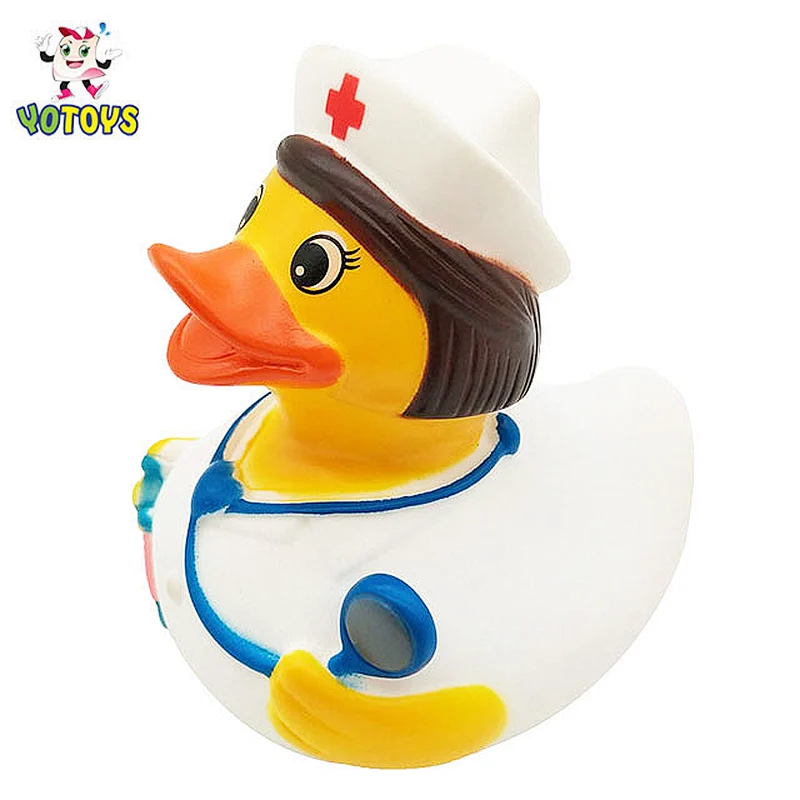 Promotional Soft Plastic PVC Nurse Doctor Ducky Baby Bath Duck Toys Set for Kids Plastic Toy Bathtub