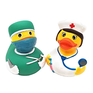 Promotional Soft Plastic PVC Nurse Doctor Ducky Baby Bath Duck Toys Set for Kids Plastic Toy Bathtub