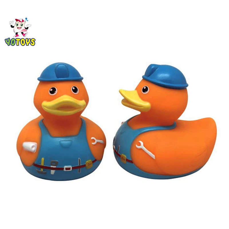 Floating Orange Engineer Duck Bath Baby Toys for Sale