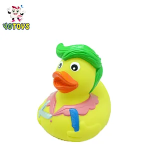 China Factory wholesale baby PVC floating soft vinyl Cute big yellow barber duck plush bath toy