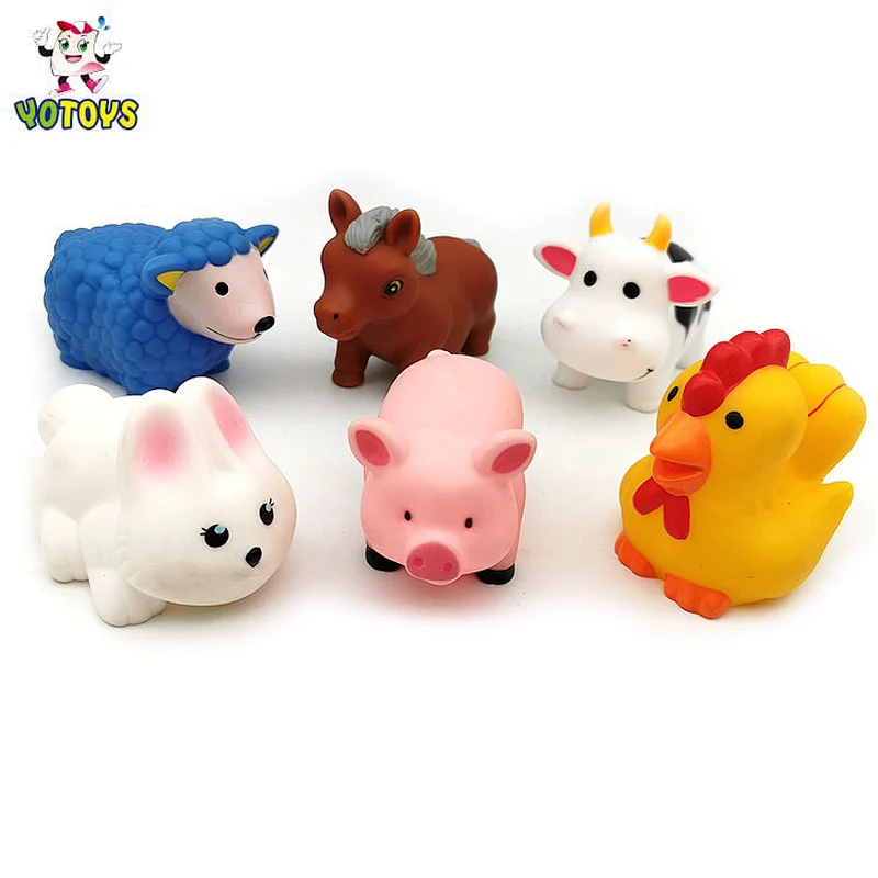 Eco-friendly Plastic Sheep Shape PVC squeaky Product Small Farm Animal bath tub bathroom Toy for Kids