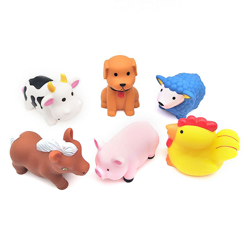 Eco Friendly Plastic Farm Animal Toys Set Floating Education Soft Rubber Toys Squirt Bath Toys for Kids