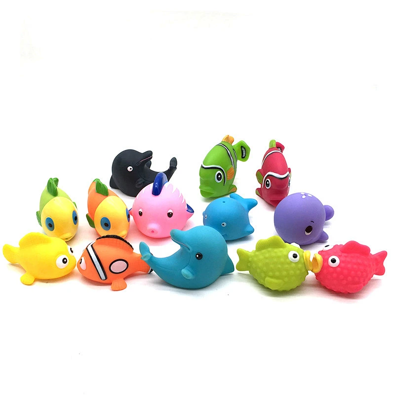 Manufacturer rubber Ocean Sea Animal little fish clown Dolphin Plastic Baby Bath Toys for Kids Child