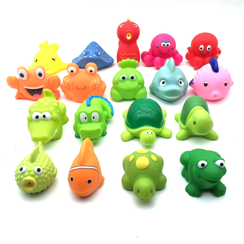 Fishing Game Sea Animal rubber duck Figure Game Toys water Squirt Bath Tub Toy Set for Kids Gift