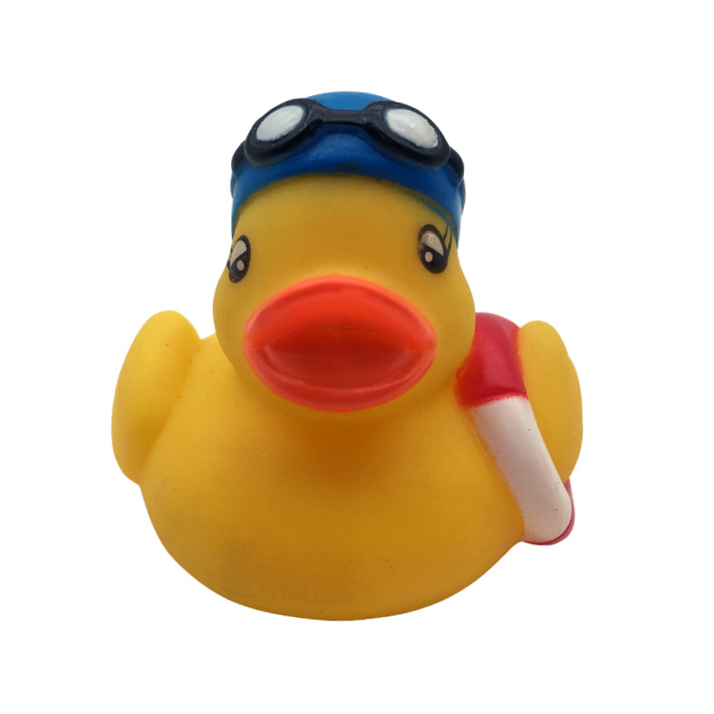 Custom Vinyl Safe eco Soft sport swimming Football rubber duck Ducky Baby Bathing Toys for Kids