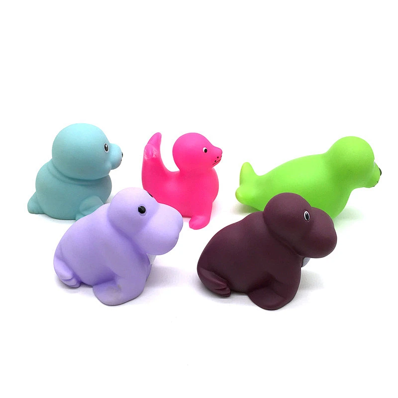 Eco friendly Wholesale Custom Ocean Sea Lion seal Animal PVC squirt Squeaky baby Bath Tub Toy for Kid