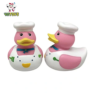 Custom Lovely Duckies PVC Vinyl Squeaky Baby Rubber character Duck Bathroom bath toys for Kids Children