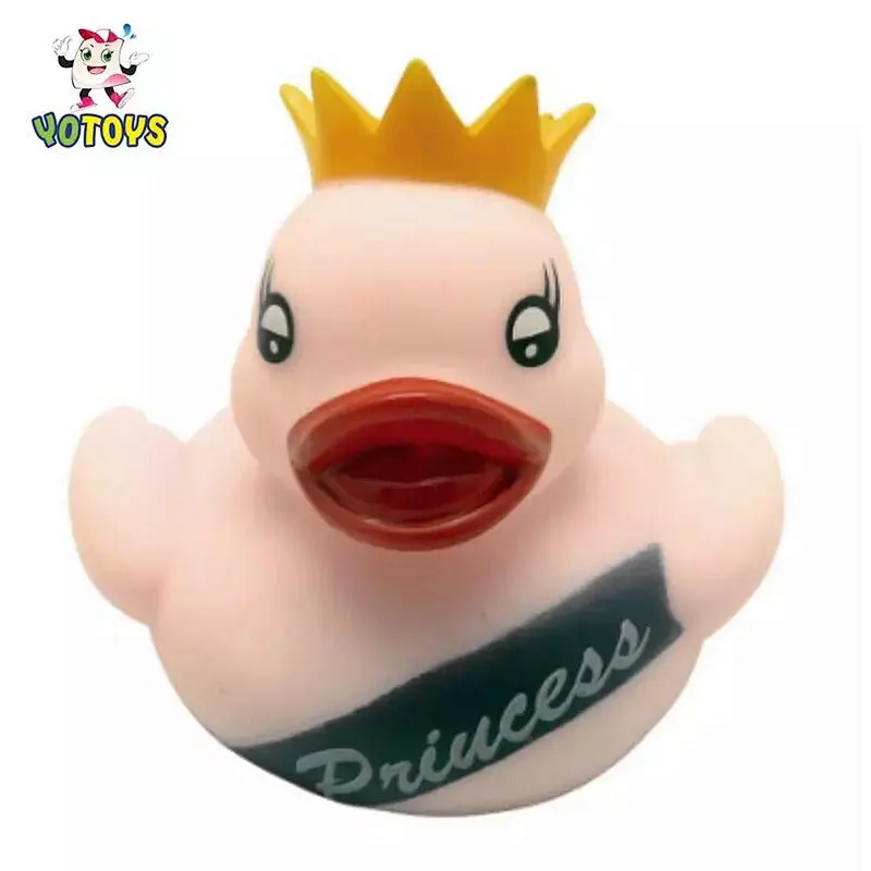 Little Princess Rubber Duck pink ducky with Crown squeak squirt light up baby Bath Toys for baby girl