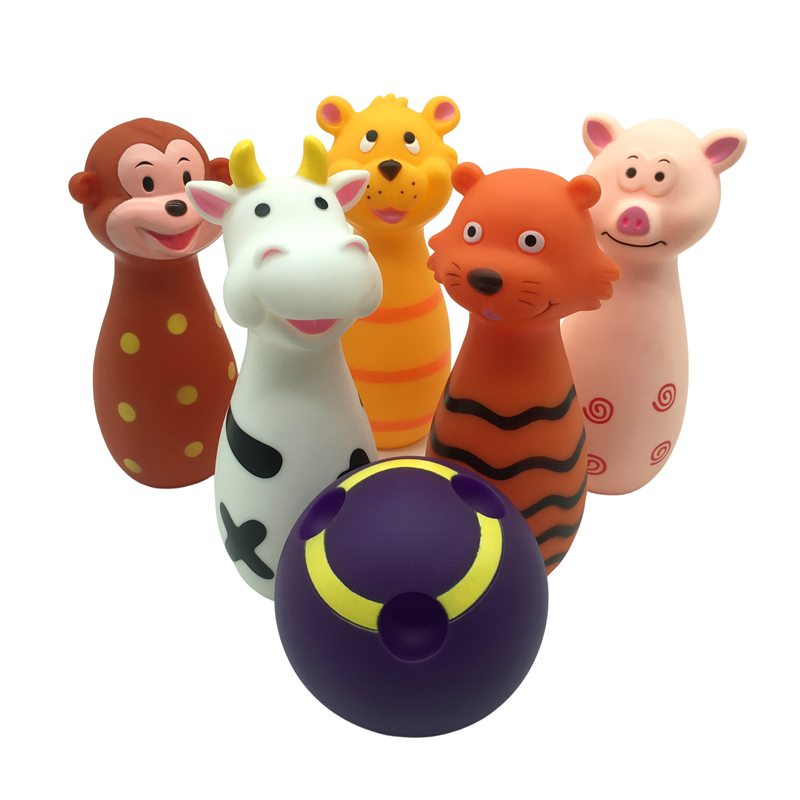 Soft Pvc Plastic Cartoon Baby Bowling Ball Indoor Games Educational Animals Toys Set for Kids Gift