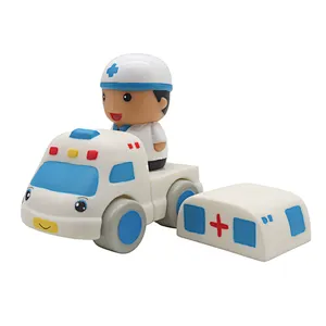 China Factory Diy Police Car Policeman Cartoon Figures Educational Connect Toys Set for Baby Boys
