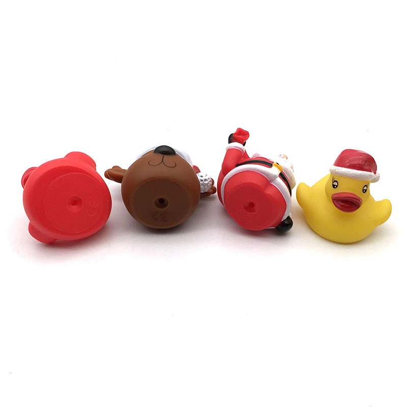 Custom Christmas Vinyl Animal Little Rubber Plastic Duck spray squirt water squeaky Bath Toys for Baby