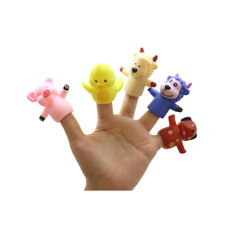 Custom Plastic Rubber Farm Animal Playing Game Pvc bath toys Decoration Finger Puppets for Kids