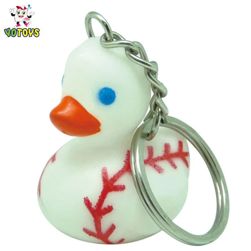 Custom Pvc 3d Soft Rubber Duck Sporting Volleyball American Football Basketball Key Ring Key Chain Toy
