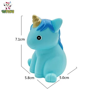 Custom plastic small blue unicorn animal figure world boys water shower baby bath toys for kids infant