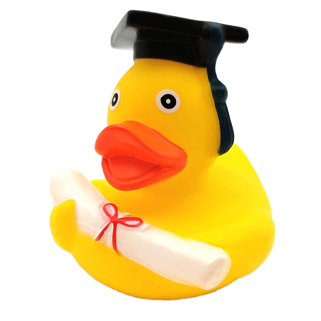 Yellow Rubber Duck with Bachelor Hat Graduation Gift student teacher character bath toys for kids