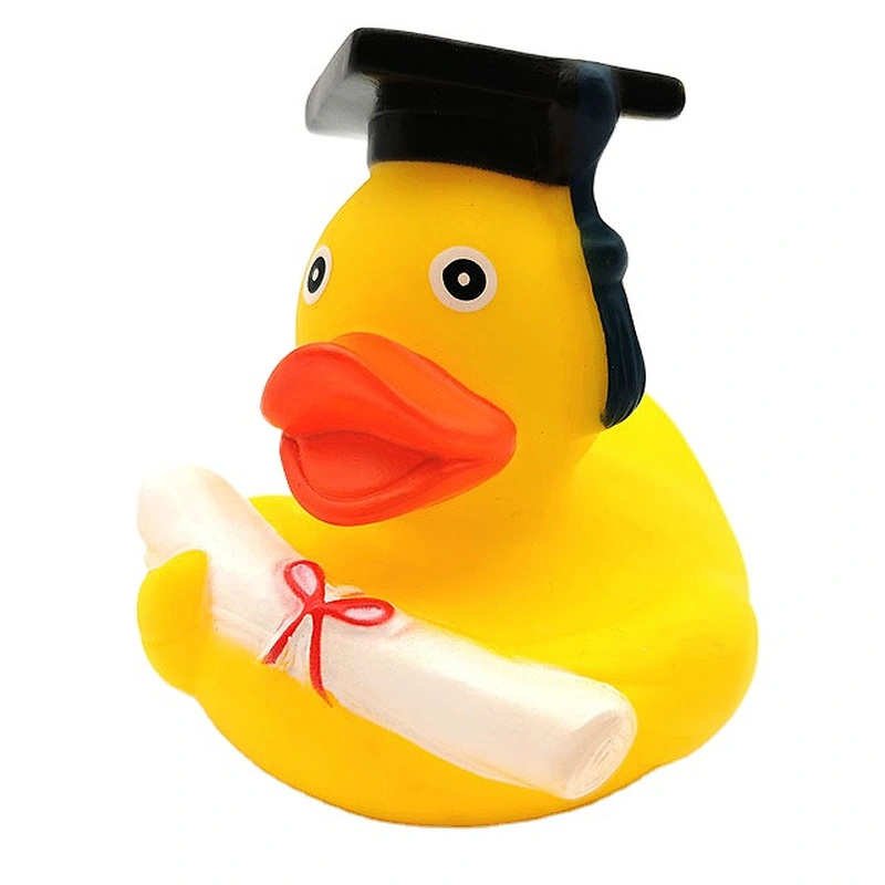 Yellow Rubber Duck with Bachelor Hat Graduation Gift student teacher character bath toys for kids