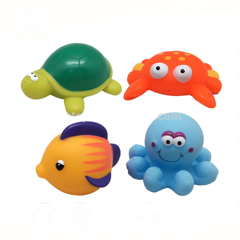 Eco Friendly Rubber Plastic Sea Ocean Animal Bathtime Fun Toys Baby Bathtub Bathroom Toy for Kids