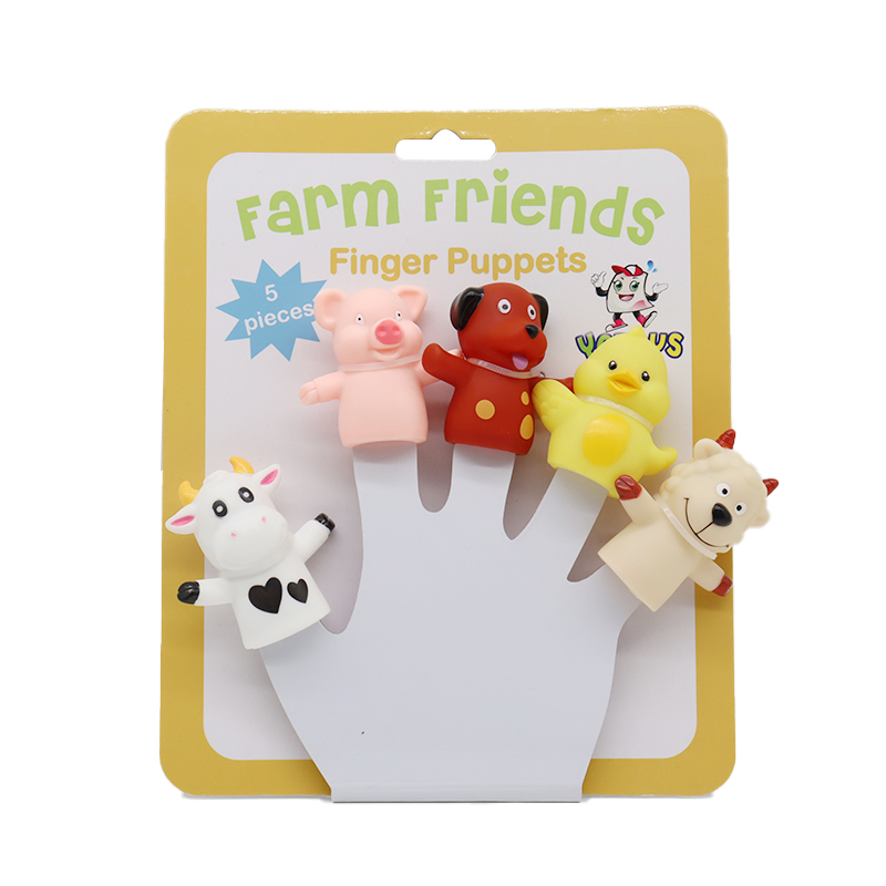 Custom Eco-friendly Rubber Farm Animal Playing Game Pens top Decoration Finger Puppets Pvc Toy for Kids