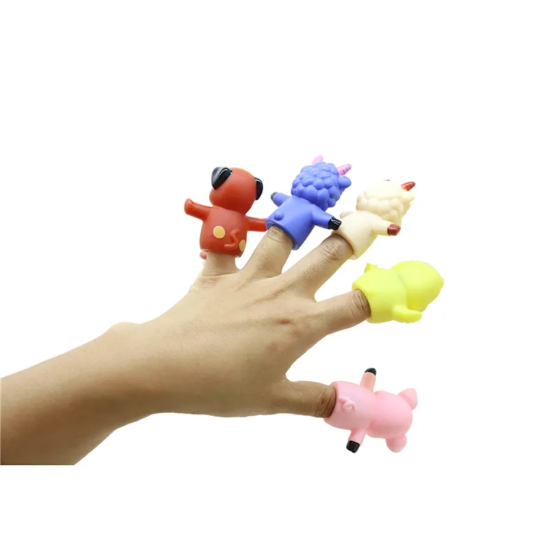 Custom Plastic Rubber Farm Animal Playing Game Pvc bath toys Decoration Finger Puppets for Kids