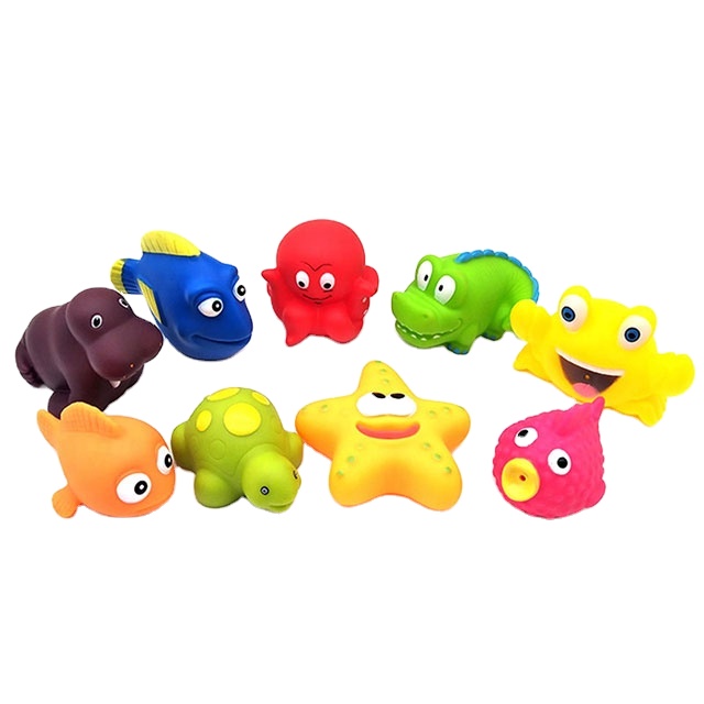 2021 manufacturer Vinyl plastic rubber sea animal baby bath shower gifts toys set for children kids